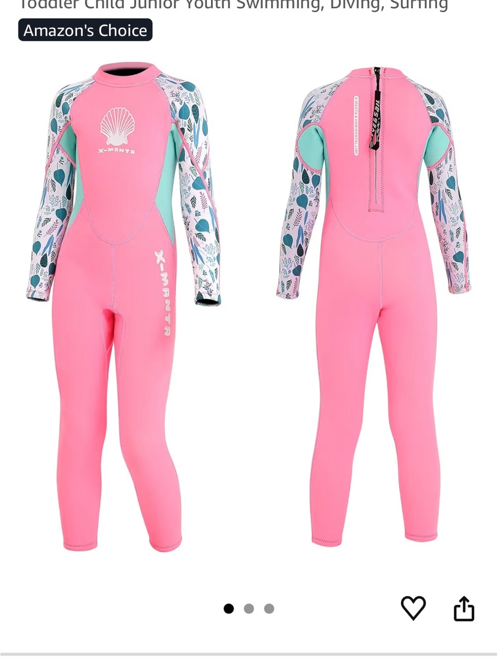 Girls' Pink Long Sleeve Full Wetsuit - Kids Swim